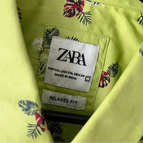 NWT Zara Men’s Button Front Short Sleeve Pocket Tropical Shirt XXL Relaxed Fit - Picture 4 of 6